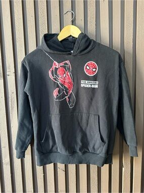 Marvel Spiderman Black Hoodie Sweatshirt Kids Unisex Size 14/16